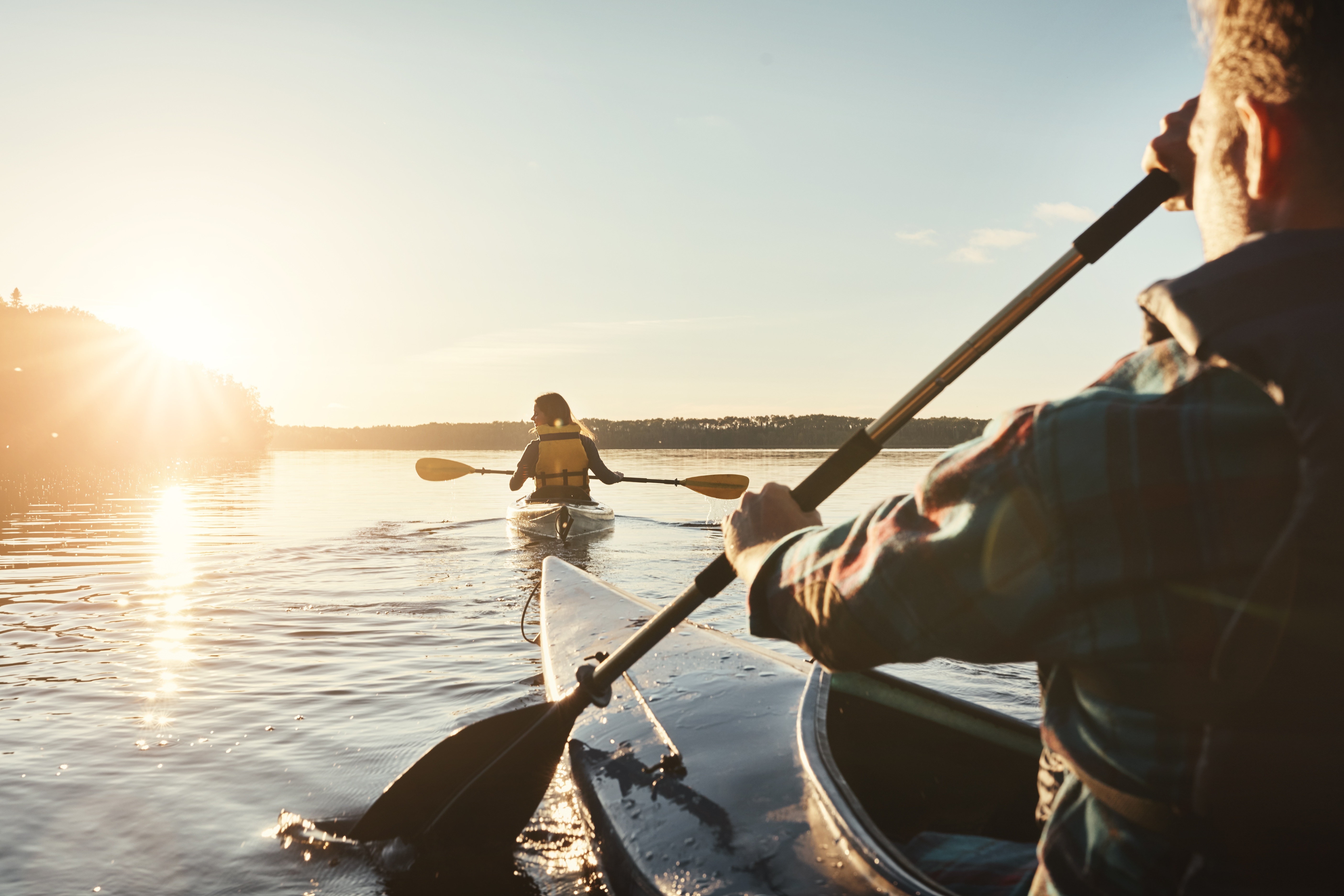 People kayaking on Lake Winnipeg
